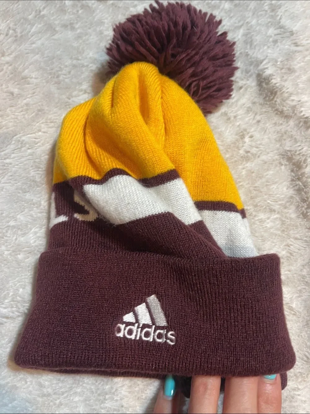 Sun Devils adidas Pom Beanie - Gold and Maroon